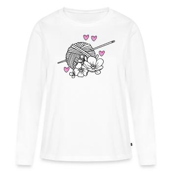 Stricken Stricken Häkeln Stricker - Frauen Premium Bio Langarmshirt - Weiß - Vorne - Julia (174cm)