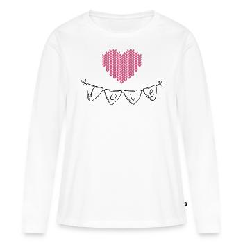 Stricken Stricken Häkeln Stricker - Frauen Premium Bio Langarmshirt - Weiß - Vorne - Julia (174cm)