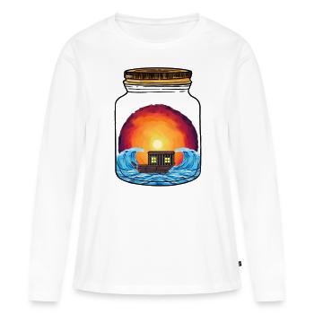 Bateau Bateaux Navires - T-shirt manches longues Premium bio Femme - blanc - Devant - Julia (174cm)