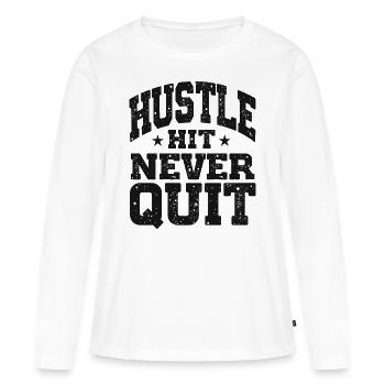 Hustle Hit Never Quit Athlete Fitness - T-shirt manches longues Premium bio Femme - blanc - Devant - Julia (174cm)