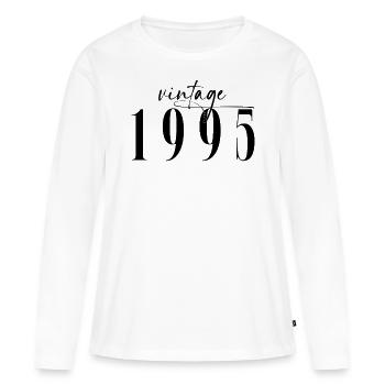 Vintage 1995 Birthday Minimalist Elegant - Women's Premium Organic Long Sleeve Shirt - white - Front - Julia (174cm)