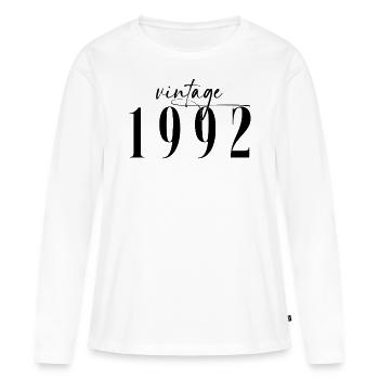 Vintage 1992 Birthday Minimalist Elegant - Women's Premium Organic Long Sleeve Shirt - white - Front - Julia (174cm)