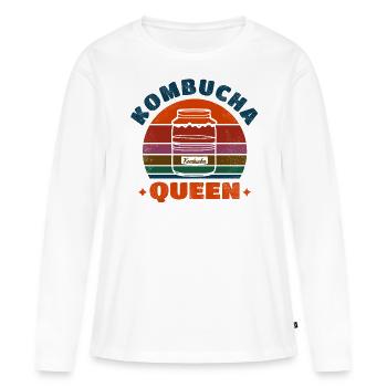 Kombucha Queen - Women's Premium Organic Long Sleeve Shirt - white - Front - Julia (174cm)