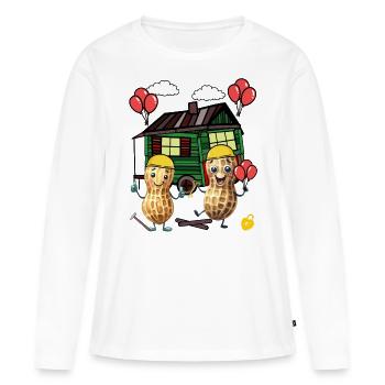 Peanuts Constructeur de maison Constructeur Remorque de construction Maison propre Maison - T-shirt manches longues Premium bio Femme - blanc - Devant - Julia (174cm)