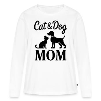 Cat and Dog Saying Funny Pet Gift - Women's Premium Organic Long Sleeve Shirt - white - Front - Julia (174cm)