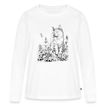 Chat au chanvre : un tigre domestique satisfait au cannabis - T-shirt manches longues Premium bio Femme - blanc - Devant - Julia (174cm)