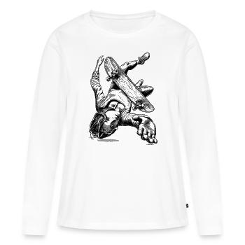 Skate Fall Shirt – Fall and Stand Up - Women's Premium Organic Long Sleeve Shirt - white - Front - Julia (174cm)
