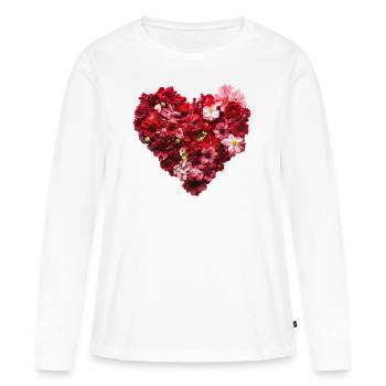 Coeur de Fleurs Rouges - Passionate Flower Pr - T-shirt manches longues Premium bio Femme - blanc - Devant - Julia (174cm)