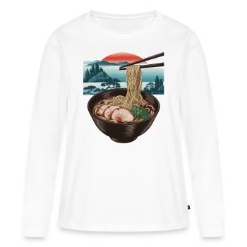 Ramen und Sonnenuntergang - Frauen Premium Bio Langarmshirt - Weiß - Vorne - Julia (174cm)