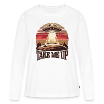 UFO Entführung Retro - Frauen Premium Bio Langarmshirt - Weiß - Vorne - Julia (174cm)