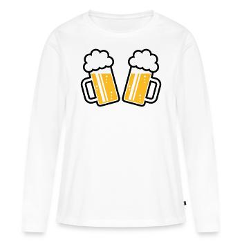 2 chopes à bière À votre santé, à votre santé ! (chopes à bière 2C) - T-shirt manches longues Premium bio Femme - blanc - Devant - Julia (174cm)