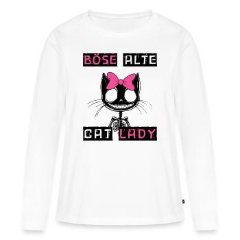 Boese alte Cat Lady Niedlich? Nein, nur gefährlich - Frauen Premium Bio Langarmshirt - Weiß - Vorne - Julia (174cm)
