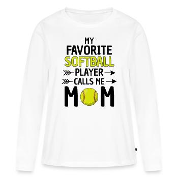 Maman de softball disant maman de softball - T-shirt manches longues Premium bio Femme - blanc - Devant - Julia (174cm)