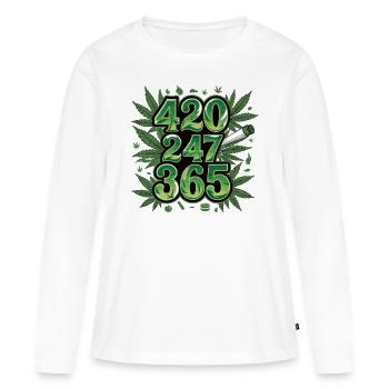 420 Mode de vie 247 365 - T-shirt manches longues Premium bio Femme - blanc - Devant - Julia (174cm)