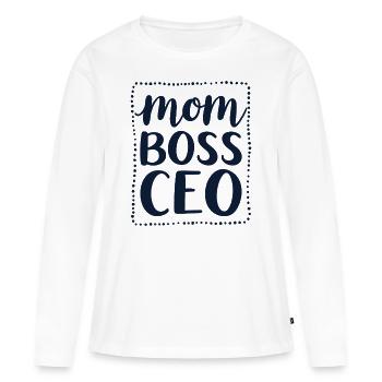Mom CEO Mental de maman fort - T-shirt manches longues Premium bio Femme - blanc - Devant - Julia (174cm)