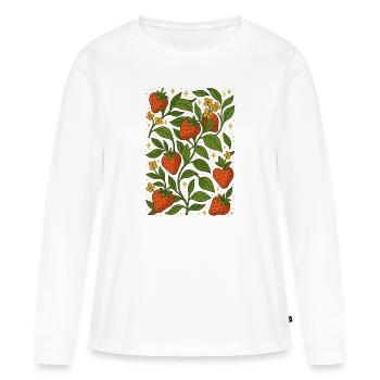 Fraise Amour Été - T-shirt manches longues Premium bio Femme - blanc - Devant - Julia (174cm)