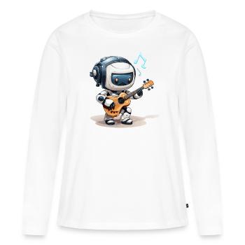 Le Robot Violoniste Mélodique - T-shirt manches longues Premium bio Femme - blanc - Devant - Julia (174cm)