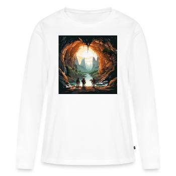 Les explorateurs de grottes - T-shirt manches longues Premium bio Femme - blanc - Devant - Julia (174cm)