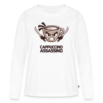 Cappuccino Assassino Shirt - Frauen Premium Bio Langarmshirt - Weiß - Vorne - Julia (174cm)