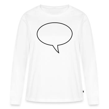 Conception de la bulle de dialogue à droite - T-shirt manches longues Premium bio Femme - blanc - Devant - Julia (174cm)