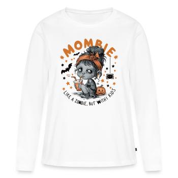 Mombie Halloween Mom Shirt - Women's Premium Organic Long Sleeve Shirt - white - Front - Julia (174cm)