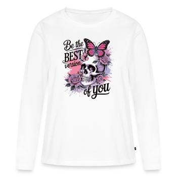 Soyez la meilleure version de vous-même - T-shirt manches longues Premium bio Femme - blanc - Devant - Julia (174cm)