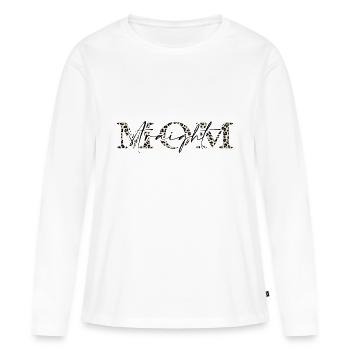 Mom "mom straight leopard" mom - Women's Premium Organic Long Sleeve Shirt - white - Front - Julia (174cm)
