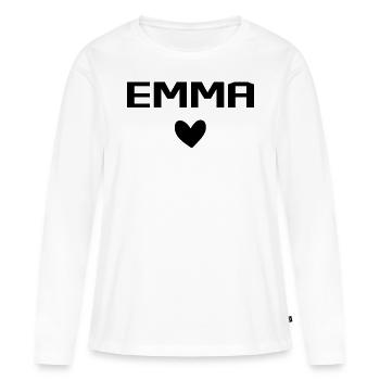 Emma Cœur - T-shirt manches longues Premium bio Femme - blanc - Devant - Julia (174cm)