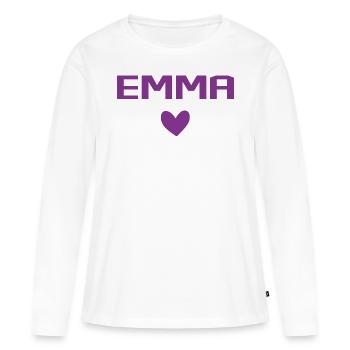 Emma Cœur - T-shirt manches longues Premium bio Femme - blanc - Devant - Julia (174cm)