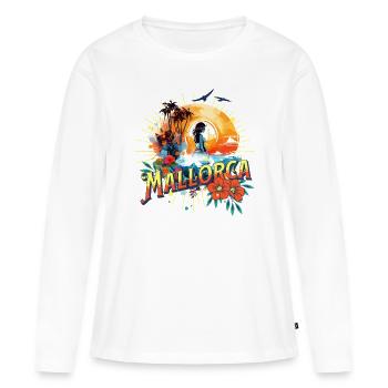 Majorque Espagne Île d’été Palmiers Beach Party - T-shirt manches longues Premium bio Femme - blanc - Devant - Julia (174cm)