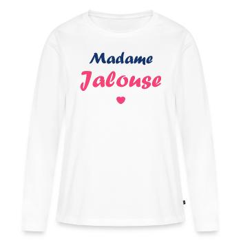 Madame jalouse - T-shirt manches longues Premium bio Femme - blanc - Devant - Julia (174cm)