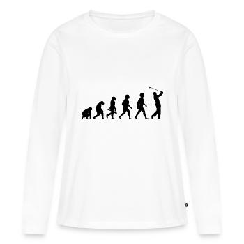 Evolution Golf Golfer Golfer Terrain de golf - T-shirt manches longues Premium bio Femme - blanc - Devant - Julia (174cm)