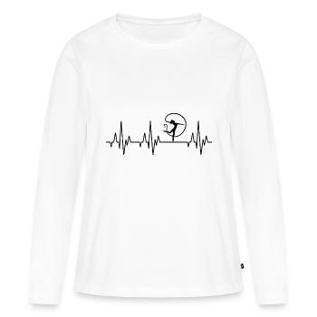 Heartbeat ECG Gymnastique Gymnastique Gymnastique Sport - T-shirt manches longues Premium bio Femme - blanc - Devant - Julia (174cm)