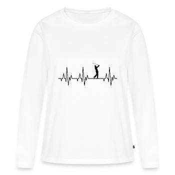 Parcours de golf Heartbeat ECG Golf Golfer Golfer - T-shirt manches longues Premium bio Femme - blanc - Devant - Julia (174cm)