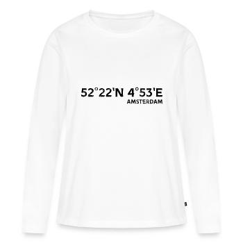 Coordonnées Amsterdam - T-shirt manches longues Premium bio Femme - blanc - Devant - Julia (174cm)