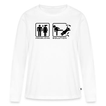 Problème, solution - T-shirt manches longues Premium bio Femme - blanc - Devant - Julia (174cm)