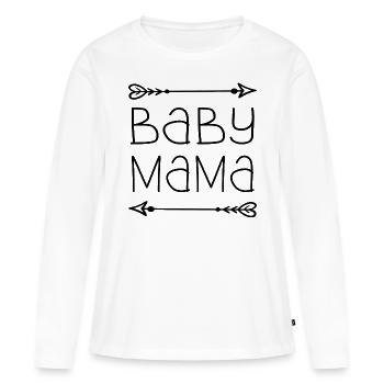 Baby mama - T-shirt manches longues Premium bio Femme - blanc - Devant - Julia (174cm)