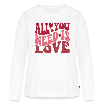 Tout ce dont vous avez besoin est l’amour - valentine - T-shirt manches longues Premium bio Femme - blanc - Devant - Julia (174cm)
