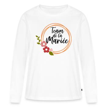 Team de la future mariée evjf couronne de fleurs - T-shirt manches longues Premium bio Femme - blanc - Devant - Julia (174cm)