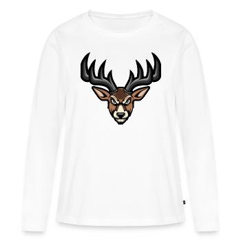 Tête de cerf - T-shirt manches longues Premium bio Femme - blanc - Devant - Julia (174cm)