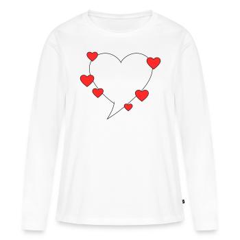 Bulle de dialogue avec des cœurs - T-shirt manches longues Premium bio Femme - blanc - Devant - Julia (174cm)