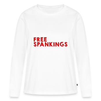 Fessées gratuites 4 - T-shirt manches longues Premium bio Femme - blanc - Devant - Julia (174cm)