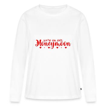 Nous sommes en lune de miel - T-shirt manches longues Premium bio Femme - blanc - Devant - Julia (174cm)