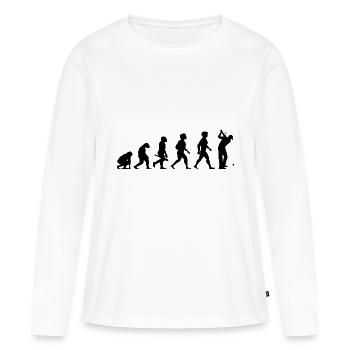 Evolution Golf Golfer Golfer Terrain de golf - T-shirt manches longues Premium bio Femme - blanc - Devant - Julia (174cm)