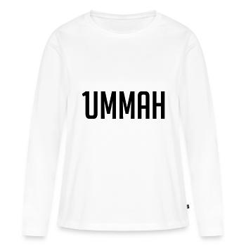 1ummah BLK - T-shirt manches longues Premium bio Femme - blanc - Devant - Julia (174cm)