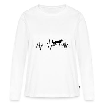 Heartbeat ECG harnais de course cheval de course - T-shirt manches longues Premium bio Femme - blanc - Devant - Julia (174cm)