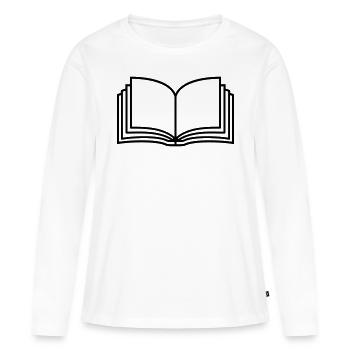 Pages de livres ouverts de romans - T-shirt manches longues Premium bio Femme - blanc - Devant - Julia (174cm)