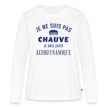 Je ne suis pas chauve je suis aérodynamique - T-shirt manches longues Premium bio Femme - blanc - Devant - Julia (174cm)