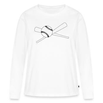 Baseball et 2 battes - T-shirt manches longues Premium bio Femme - blanc - Devant - Julia (174cm)