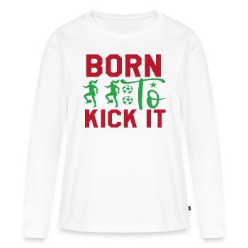Né pour le botter - T-shirt manches longues Premium bio Femme - blanc - Devant - Julia (174cm)